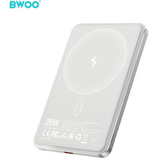 BWOO Ultra Slim Power Bank 5000mAh with magnetic charging P79 light grey