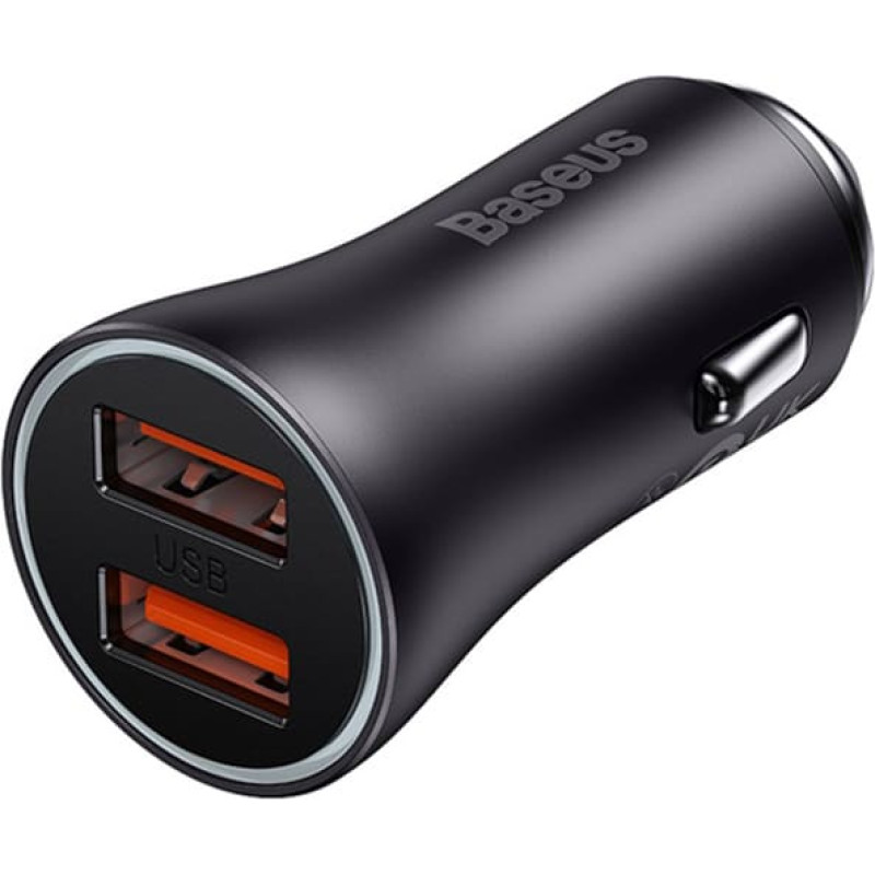 Baseus Golden Contactor Max 2xUSB-A 60W Car Charger - Dark Gray