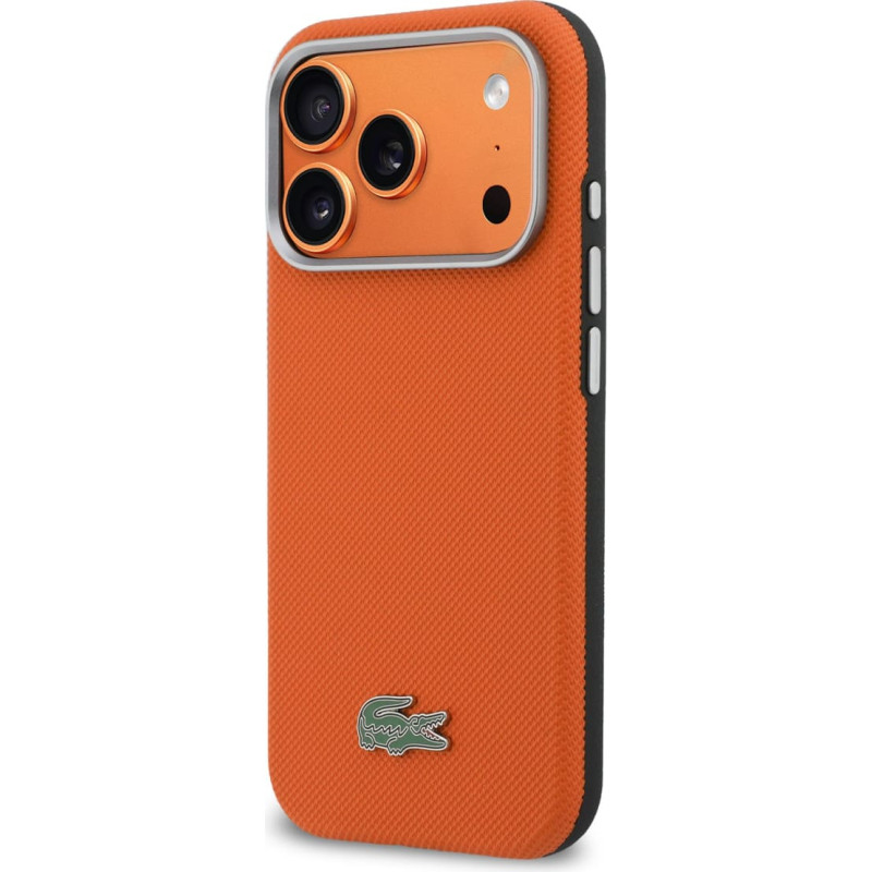 Lacoste PVC Petit Pique Semi Wrap MagSafe Case for iPhone 17 Pro Max Orange
