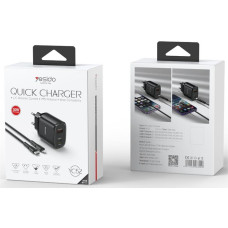 Yesido WALL CHARGER YC52 PD 30W QC USB-A|C|LIGHTNING + TYPE-C|LIGHTNING CABLE 27W 1M BLACK