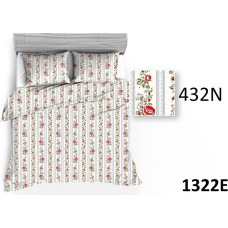 Kokvilnas gultasveļa 200x220 1322E rozes svītras zila dievišķa ķēdīte 432N