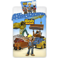 Kokvilnas gultas veļa 140x200 Bob the Builder dzeltens ekskavators celtnis buldozers būvlaukuma tehnika 8757 spilvendrāna 70x90