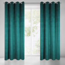 Gatavs aizkars ar starplikām 140x250 tumši zaļš velūrs Milo