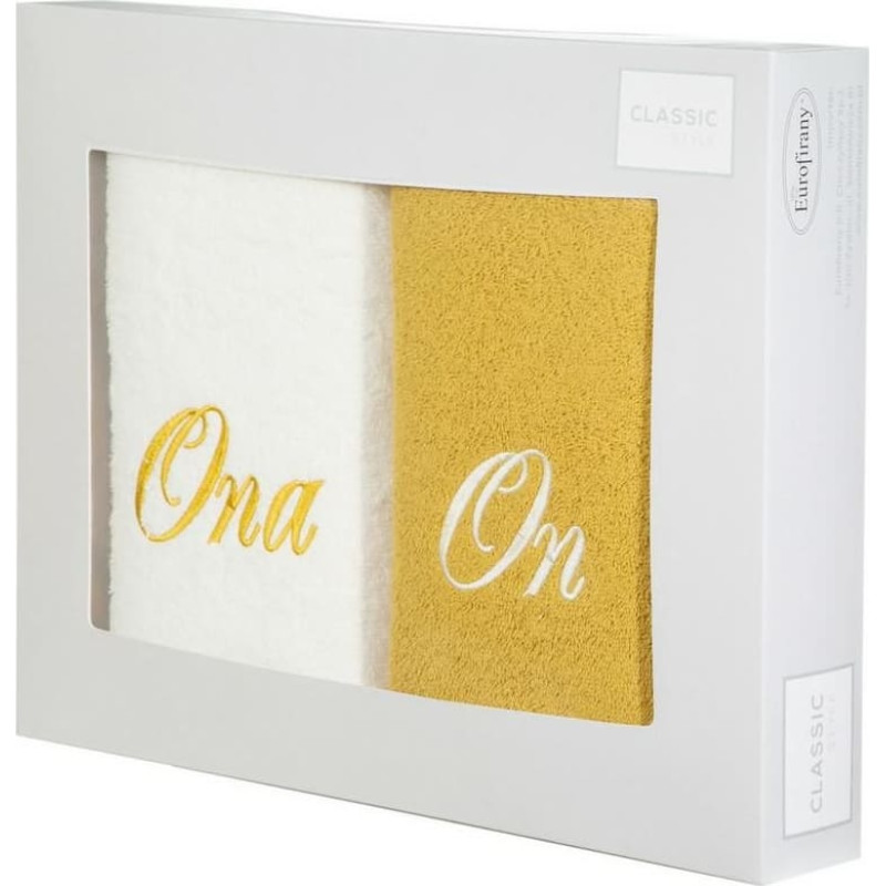 Dvieļu komplekts kastītē 2 gab 50x90 Ona krēmveida sinepes