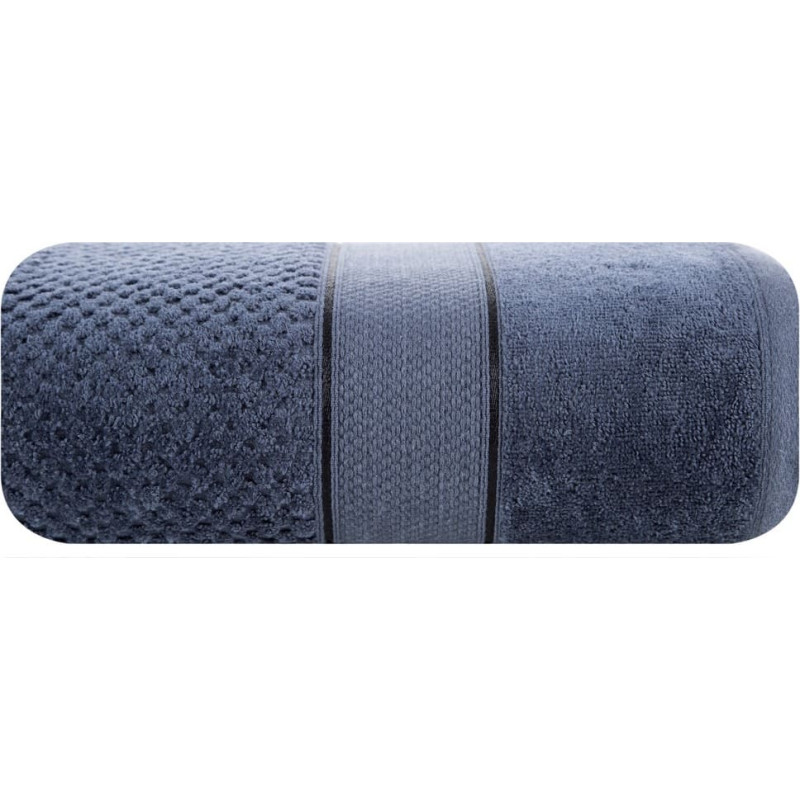 Jessi 50x90 tumši zils frotē dvielis 500g/m2 ar reljefu čeka rakstu un velūra apmali