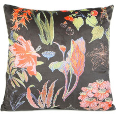 Dekoratīvā spilvendrāna 45x45 Flar 2 melni sarkani ziedi lapas