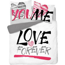 Kokvilnas gultas veļa 220x200 3398 A Forever Love You Me balta pelēka rozā Valentine Holland