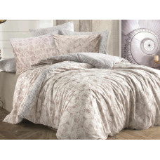 Kokvilnas gultas veļa 160x200 Octavia Brown bēši pelēki apļi houndstooth Cottonlove Exclusive