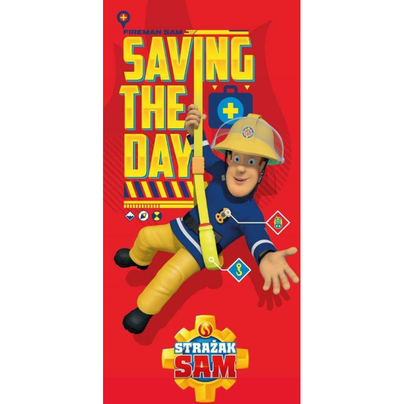 Pludmales dvielis 70x140 Fireman Sam 8118 Fireman Sam sarkans kokvilnas bērnu 009