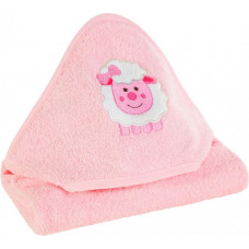 Bērnu vannas dvielis 75x75 Baby 31 rozā Aitas dvielis ar kapuci 500g/m2