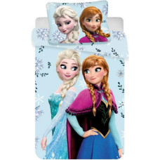 Kokvilnas gultasveļa 140x200 Frozen Frozen 8384 Anna Elsa zili ziedi spilvendrāna 70x90