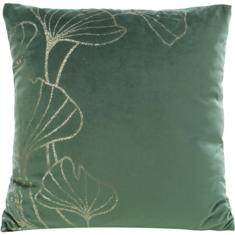 Dekoratīvā spilvendrāna 45x45 Blink 11H tumši zaļas zelta velūra lapas