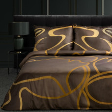 Satīna gultas veļa 220x200 Alisma 1 brūns bēšs no dabīga auduma ar TENCEL šķiedru ar zīdainu pieskārienu Limited Collection