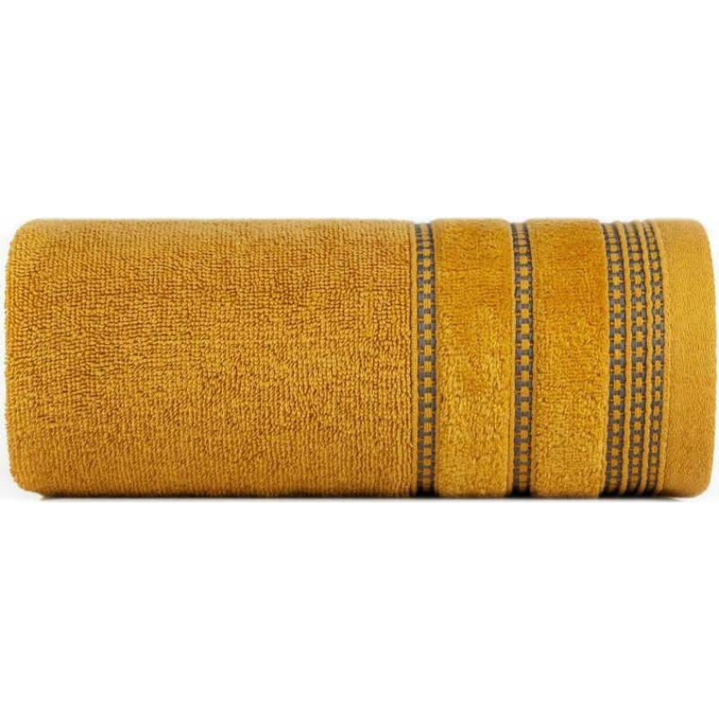 Dvielis 70x140 Amanda sinepes ar dekoratīvu velūra apmali frotē svītrās 500g/m2