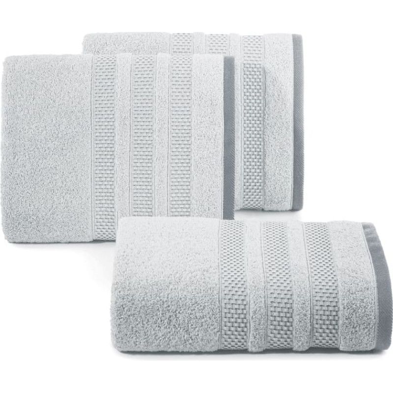 Dvielis 70x140 Nastia sudrabs ar žakarda apmali eko frotē stila svītrās 500 g/m2