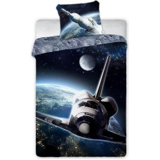 Kokvilnas gultas veļa 140x200 Kosmos 004 grafīta spilvendrāna 70x90