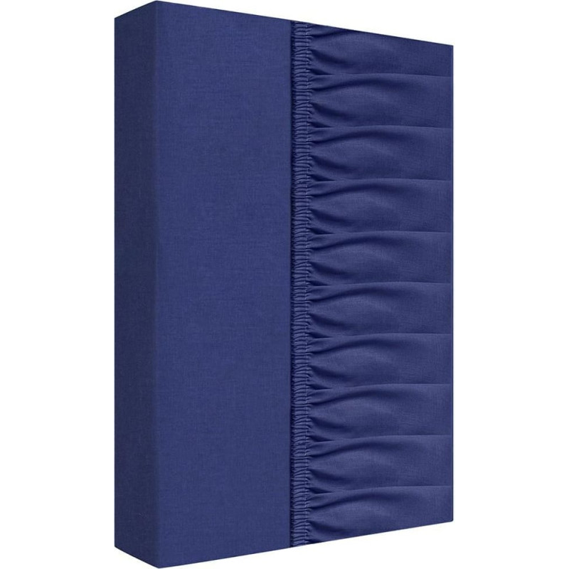 Kokvilnas palags 140x200 tumši zils matracim līdz 25 cm augstam