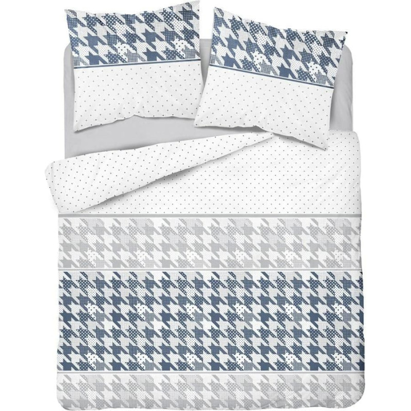 Flaneļa gultas veļa 220x200 Houndstooth tumši zila pelēka 4149 A flaneļa 2022