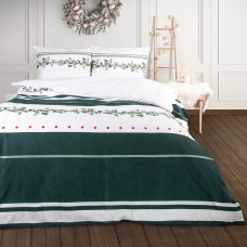 Flaneļa gultas veļa 180x200 Ziemassvētku pelēks balts zaļš 31490/2 Flanels 3