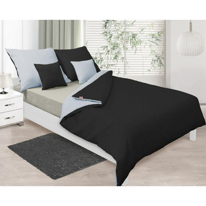 Satīna gultasveļa 160x200 Double Face sudraba melna 42+48 KG