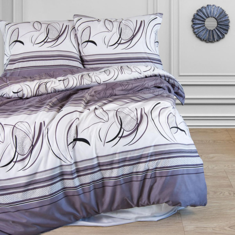 Mikrošķiedras gultas veļa 160x200 pelēki glamūra ornamenti Rixos 12203