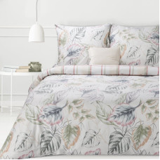 Kokvilnas gultas veļa 220x200 Sara 26 Lapas krāsains čeks