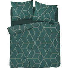Satīna gultas veļa 160x200 zaļa ģeometrija 4073 A Home Satin 001