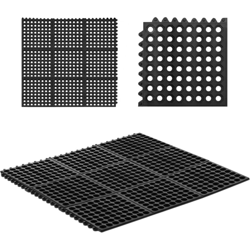 Ulsonix Neslīdo&scaron;s ažūra gumijas kājslauķis 92 x 92 x 1 cm melns