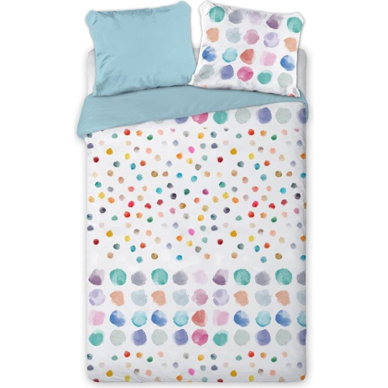 Kokvilnas gultas veļa 220x200 Elegant 001 zili krāsaini polka punktiņi E 2023