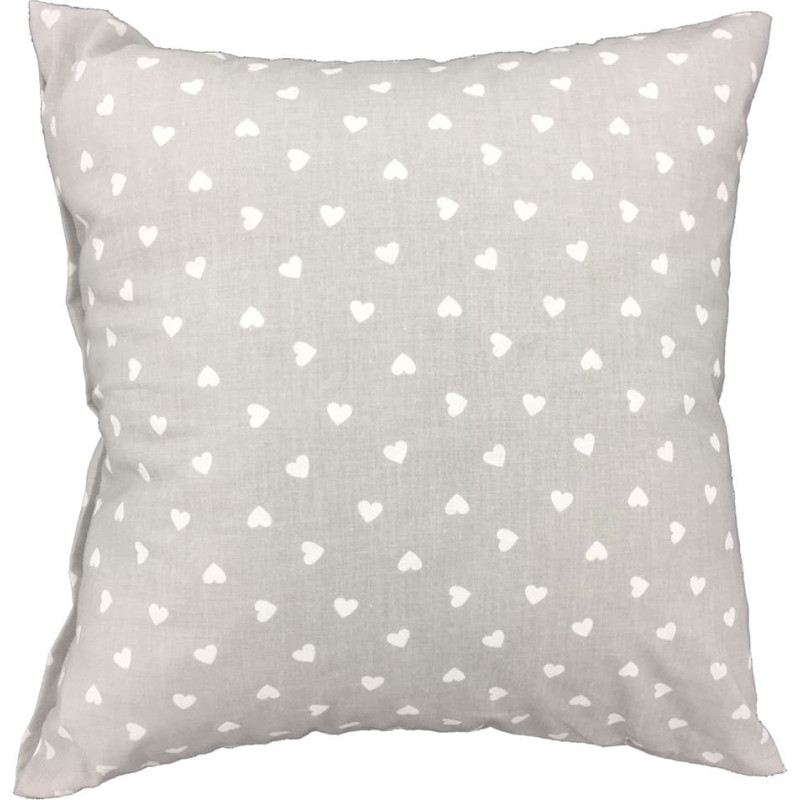Kokvilnas spilvendrāna 50x60 R121 pelēkas sirdis baltas sirdis 275D