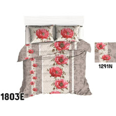 Kokvilnas gultasveļa 200x220 1803E sarkanās magones austrumu ziedi 1291N