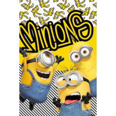 Flīsa sega 100x150 Minions banāni 5574 dzelteni zils bērnu pleds Minions 2 Banana