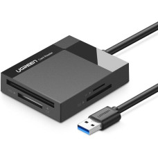 Ugreen SD / micro SD / CF / MS atmiņas karšu lasītājs, USB 3.0 spraudnis 1m - melns