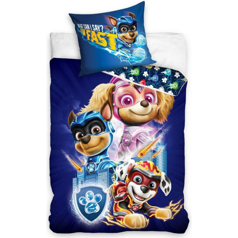 Kokvilnas gultas veļa 140x200 Paw Patrol suns tumši zila spilvendrāna 70x90 02 C23