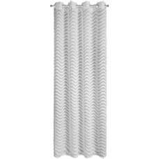 Gatavs aizkars 140x250 Misti balts ar viļņu aplikāciju, gatavs uz cilpām