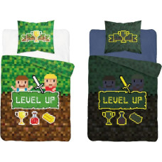 Mirdz tumsā gultas veļa 140x200 Minecraft zaļa 4633 A Fluo 35