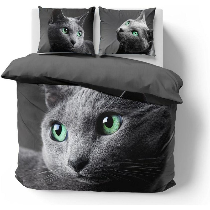 Kokvilnas gultasveļa 160x200 Kaķu pelēka 4710 A Holland Natura 69