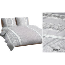 Kokvilnas gultasveļa 140x200 pelēki ornamenti 3052 C kokvilna Maks
