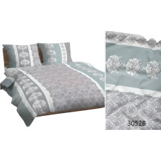 Kokvilnas gultasveļa 140x200 pelēki piparmētru ornamenti 3052 B kokvilna Maks