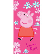 Peppa Pig dvielis 75x150 rozā ziedi 5842 pēdējais gabals