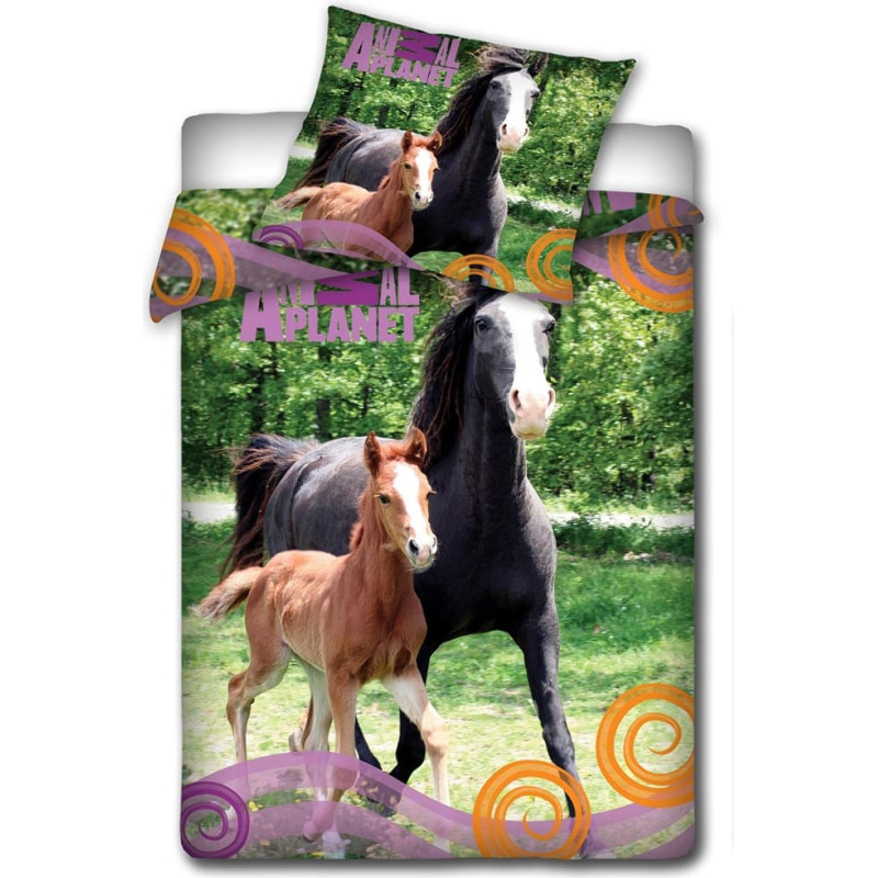 Kokvilnas pakaiši 160x200 C Animal Horses AP 3016 0713