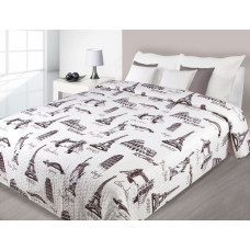 Dekoratīvais gultas pārklājs 220x240 /P/City 02 B+Brown Paris Eifeļa tornis