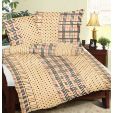 Mizas pakaiši 200x220 raksts R346/1 Dzeltens un Sarkans Rūtains un Punkti ar pogām 100% bieza kokvilna