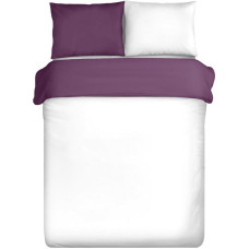 Nova balta violeta divpusēja satīna gultas veļa 160x200