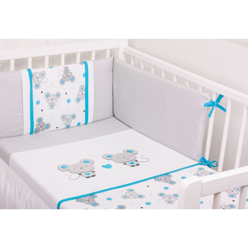 Gluck Baby Iz&scaron;ūta gultas veļa 100x135 ar 3-daļīgu aizsargu Mickey and Mini Mouse balta un pelēka 075 Blue