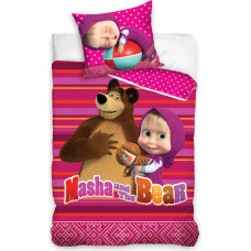 Kokvilnas gultas veļa izmērs 140x200 C Maša un lācis rozā Maša 2762