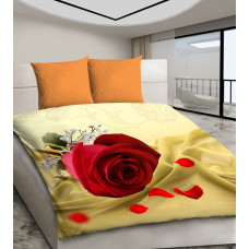 3D mikrosatīna gultas veļa 160x200 11 Red Rose uz dzeltena fona 0996 Bed&You