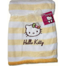 Mikrošķiedras bērnu sega 76x102 17 dzeltenas Hello Kitty svītras
