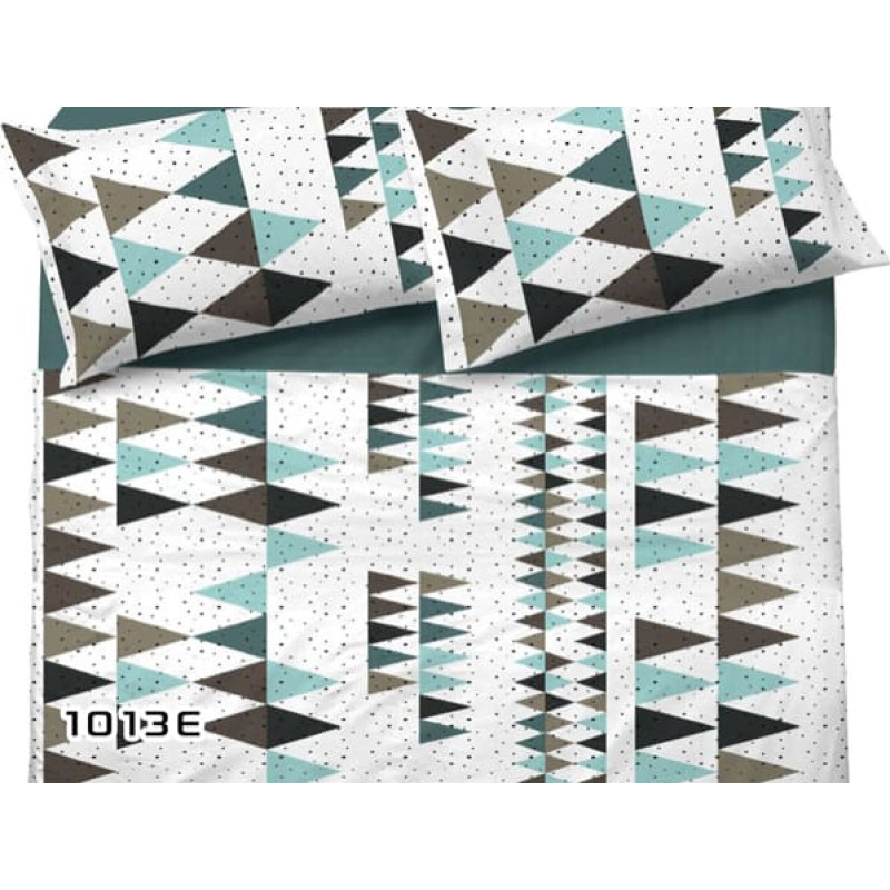 Mizas pakaiši 140x200 1013E Tumši trīsstūri uz balta fona