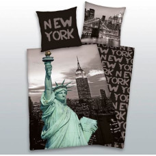 Kokvilnas gultas veļa 135x200 Ņujorkas Brīvības statuja 4175 spilvendrāna 80x80